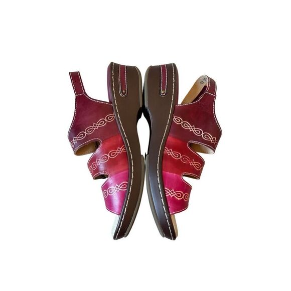 L'Artiste by Spring Step Burbandale Slingback Sandals size 40 US 9 Leather Red - Picture 3 of 11